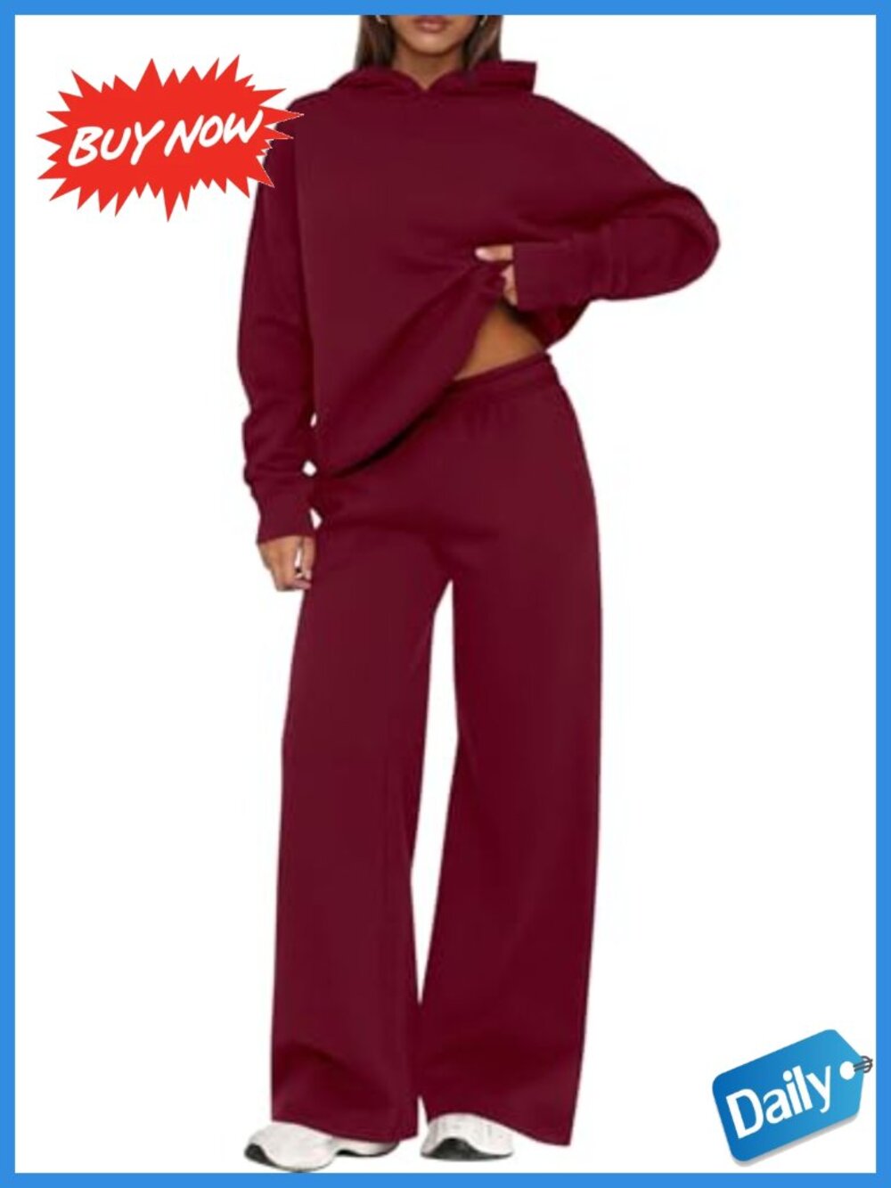 2 Piece Lounge Set Women Sweatsuit Hoodie Wide Leg Pants Knit